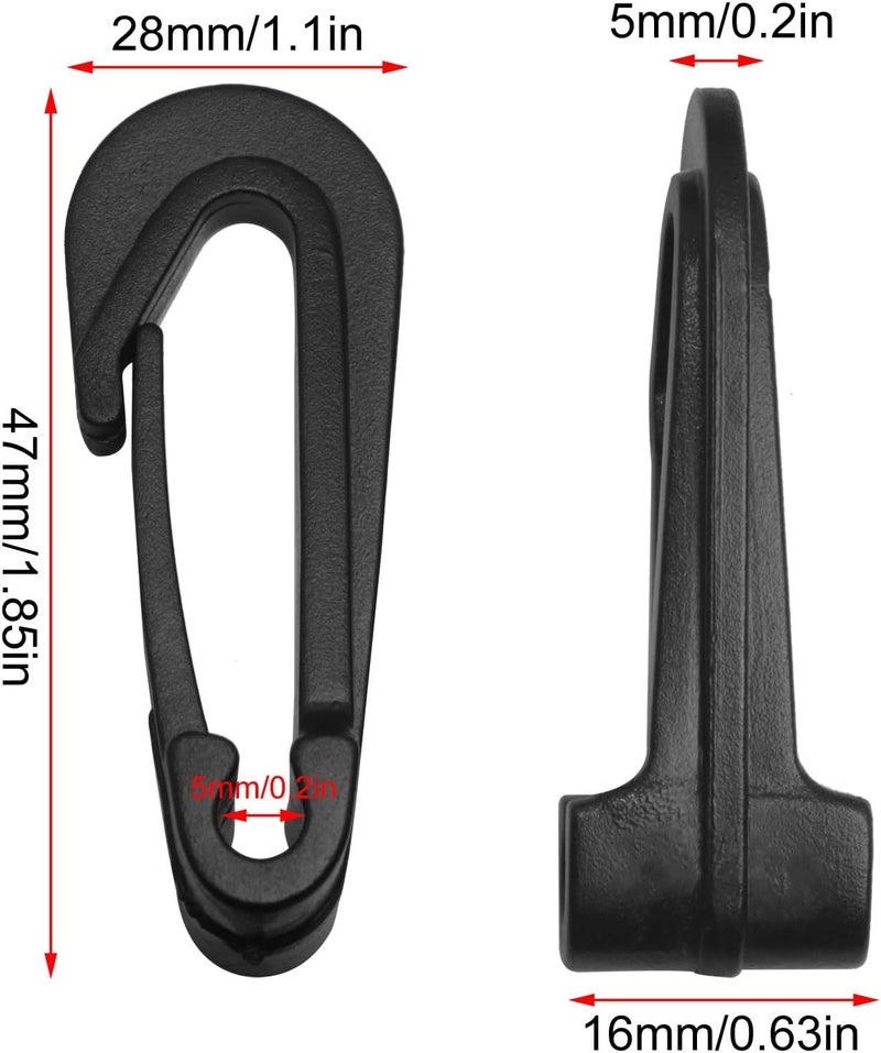 LUORNG Car Trunk Mesh Pocket Hooks Multi Functional Open Plastic Question Mark 5mm Single Head Snap Elastic Camping Gloves Anti Lost Cord Bungee Hook - Image 3